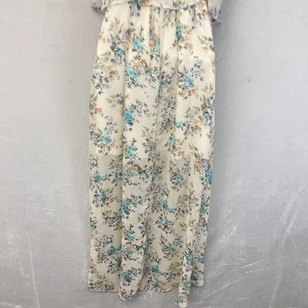 Disney‎ Cinderella Floral Maxi Dress Womens Medium Chiffon Sleeveless High Low